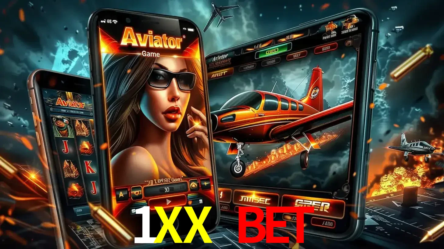 O popular jogo de apostas Aviator exibido em vários celulares e tablets, mostrando a interface emocionante e a ação de voo disponíveis para jogar agora no 1XX BET.