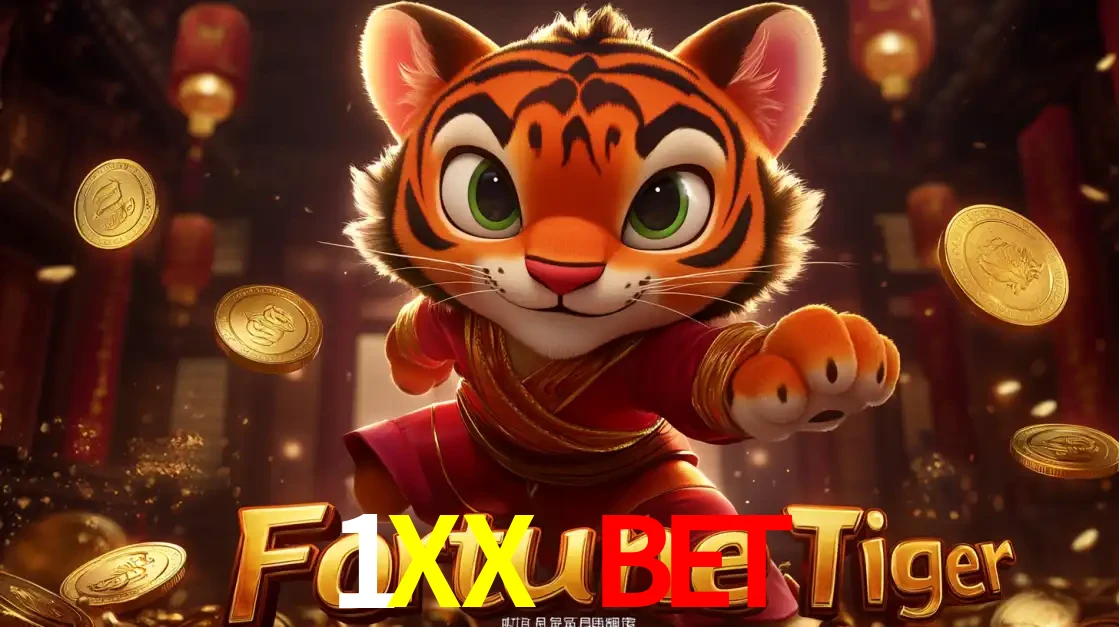 O carismático mascote do jogo de slot Fortune Tiger, um tigre fofo em pose de artes marciais, pronto para trazer sorte e multiplicadores de ganhos no cassino online 1XX BET.